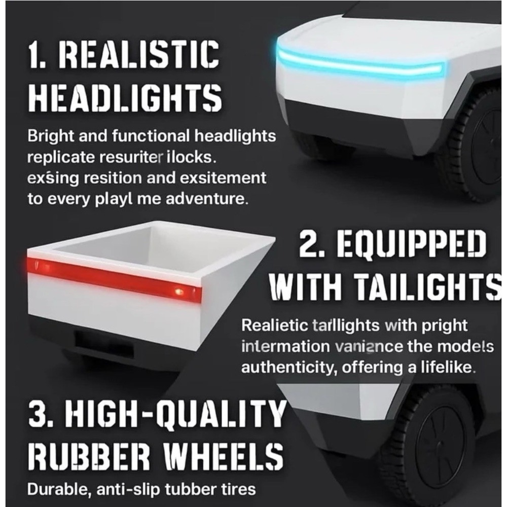 Electric CYBER Truck 2.4 GHz RC Remote Control USB Rechargeable, LED Lights NEW - Picture 7 of 11